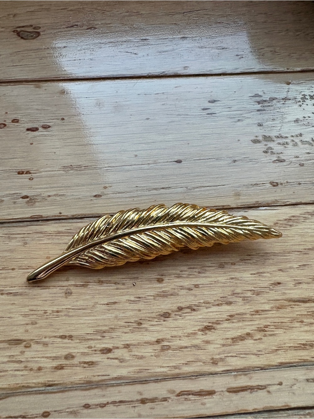 Gold Feather Brooch